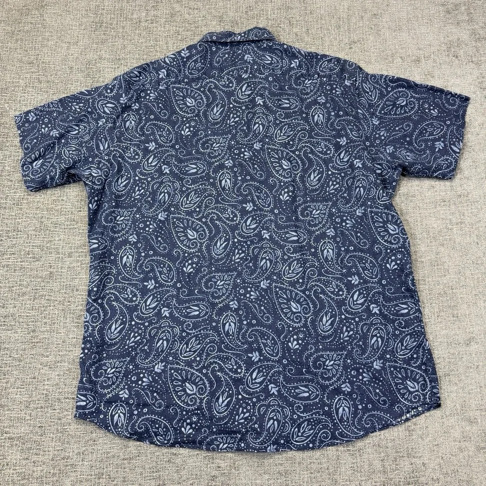 Vtg Polo Ralph Lauren Cambridge Linen Shirt Men's‎ XL Blue Paisley 1/2 Button Up